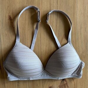Warner's T-Shirt Bra 34B Blissful Benefits Wireless Lift Lightly Padded Gray Tan